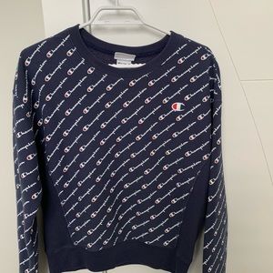 Navy Blue Champion AOP Crewneck size small